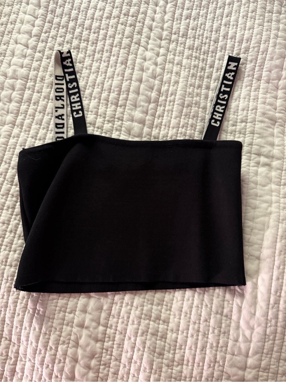 Dior Black Branded Strap Crop Camisole